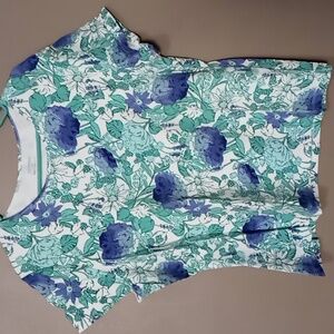 Croft & Barrow Green/Blue Flowered Tee Shirt XL